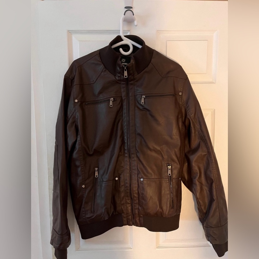Men's Brown Leather Jacket Medium